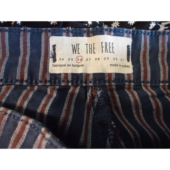 We The Free People Size 26 Red White Blue Striped USA Skinny Stretch Pants - Picture 4 of 9